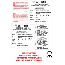 Williams / Bally WPC Cabinet Decals Label set 2